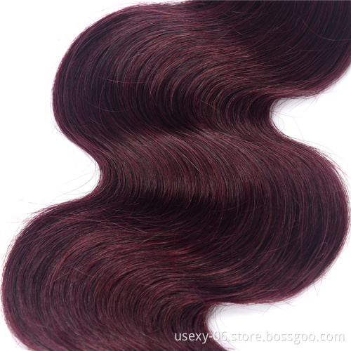 Brazilian Raw Virgin Hair Ombre 1B 99J Human Hair Weave Bundles 100 Cheap Ombre Hair Extension For Braiding